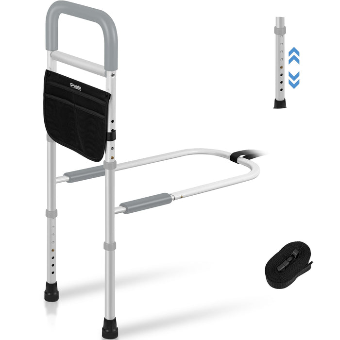 Panta Bed Rails for Elderly Adults Safety, Adjustable Bed Assist Rails for Seniors, Bed Side Rails with Support Legs and Storage Pocket, Portable Bed Cane Fit King, Queen, Full, Twin Bed, Grey
