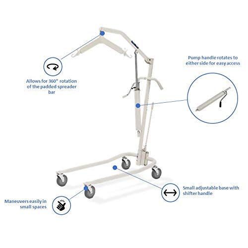 Invacare Lightweight Hydraulic Patient Lift, White, 450 lb. Weight Capacity, 9805P, Beige
