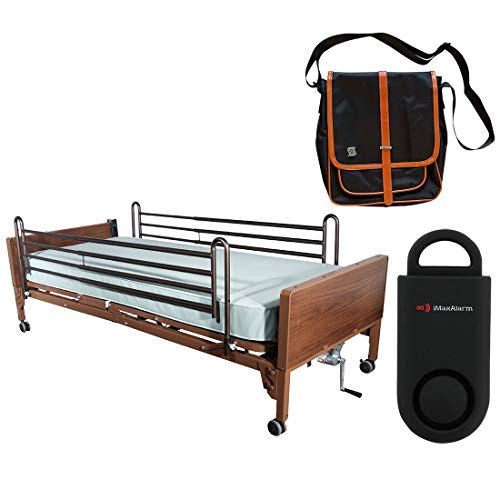 Drive Delta Ultra Light Full Electric Hospital Bed with Full Rails and 80" Innerspring Mattress with Black Medical Utility Bag