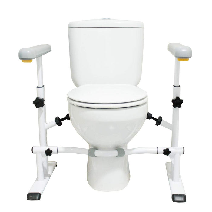 KMINA - Toilet Safety Rails for Seniors (330 lbs), Frame with Arms, Adjustable Height and Width, Grab Bars