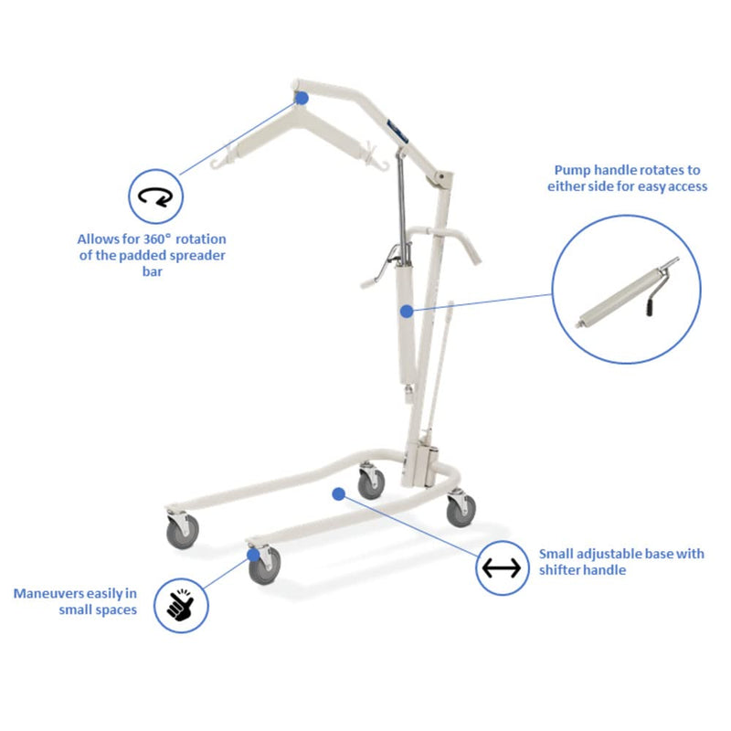 Invacare Lightweight Hydraulic Patient Lift, White, 450 lb. Weight Capacity, 9805P, Beige