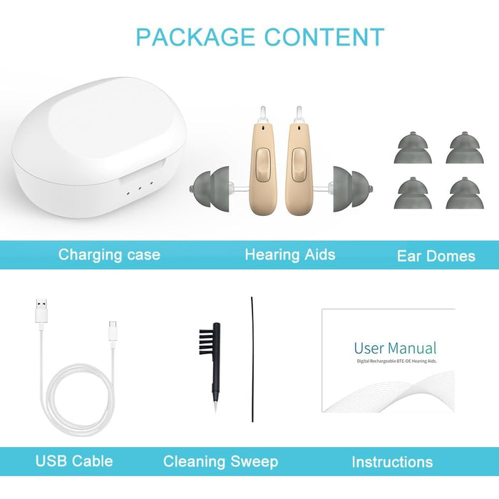 TrueSound11-Channel Rechargeable Hearing Aids for Seniors，Waterproof OTC Hearing Device with AI Noise Cancellation & Magnetic Charging Case
