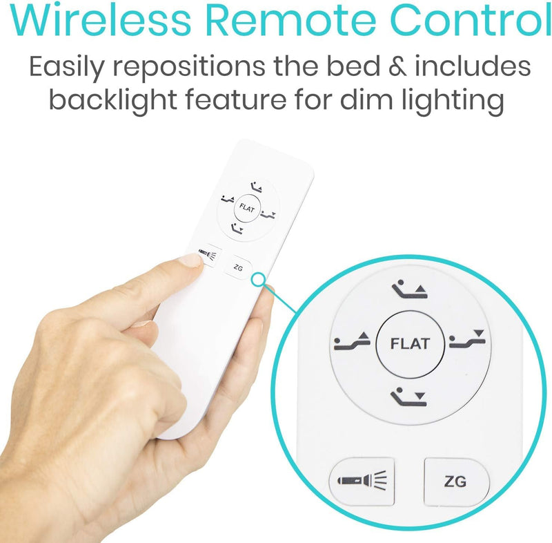 Vive Adjustable Bed Base Frame (Twin) - Electric Heavy Duty Metal Platform Bed Frame with Adjustable Base for Hospital Mattress - Remote for Head, Leg & Foot Incline - Dual USB Ports - Easy Assembly