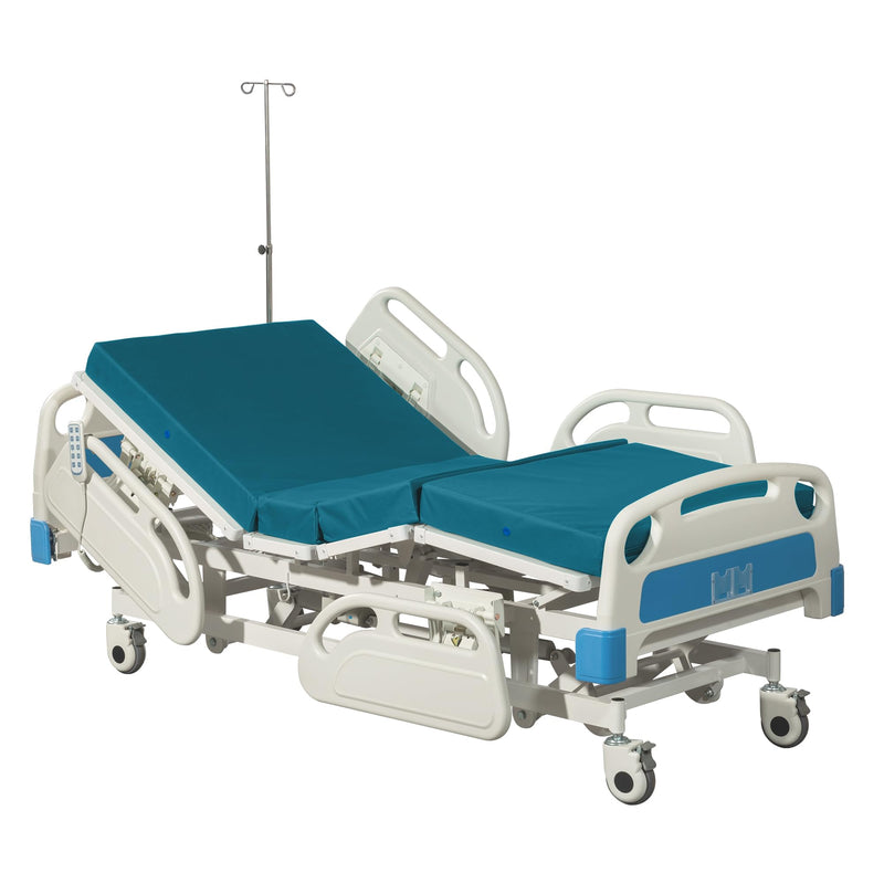 Real Relax Premium 3 Function Full Electric Hospital Bed (with Mattress & IV Pole), Premium Medical Hospital Beds, with Locking Casters, Motor.