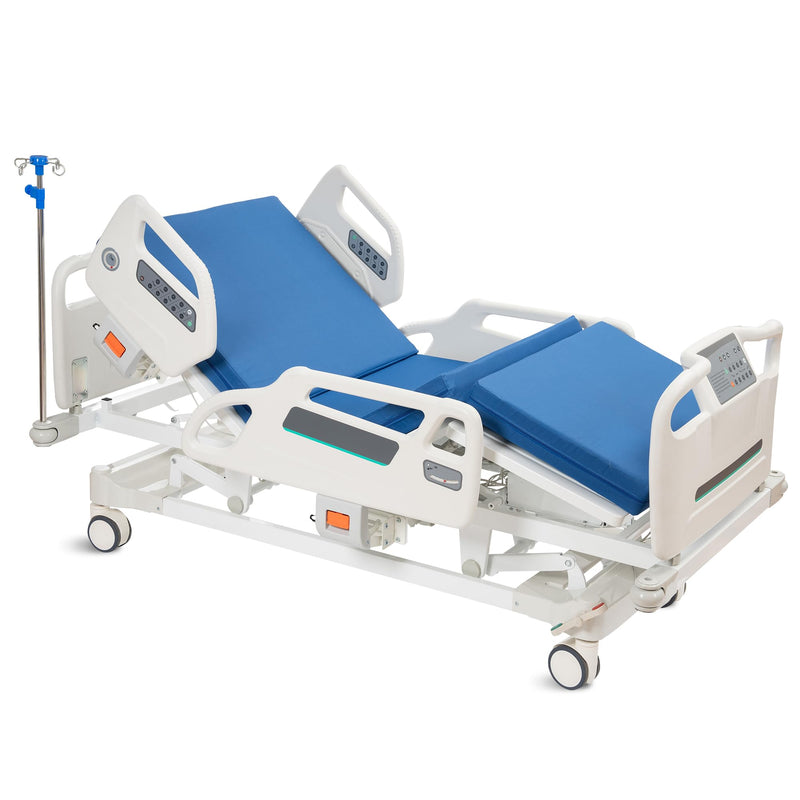 Real Relax Premium 3 Function Full Electric Hospital Bed (with Mattress & IV Pole), Premium Medical Hospital Beds, with Locking Casters, Motor.