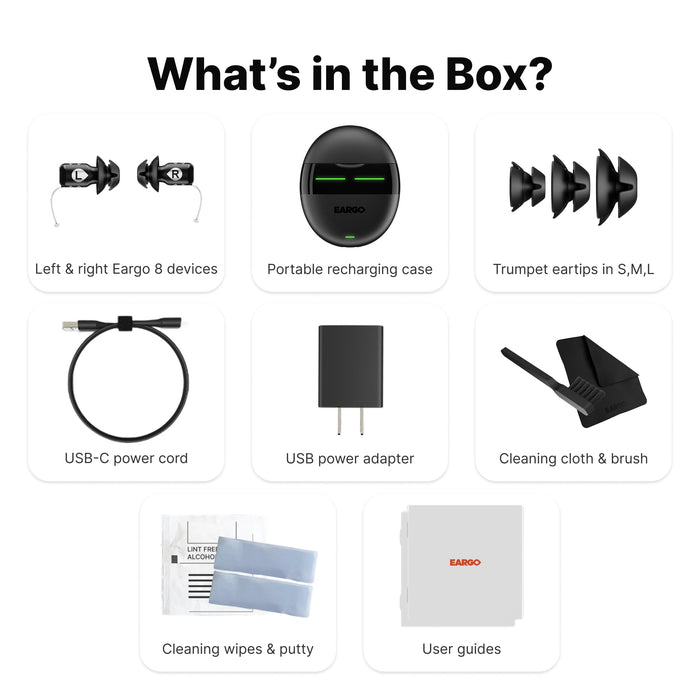 EARGO Eargo 8 Virtually Invisible Self-Fitting FDA-Cleared OTC CIC Hearing Aids - Most Advanced Model with Smart Sound Adjust and Sound Match Technology, Rechargeable, Lifetime Customer Support