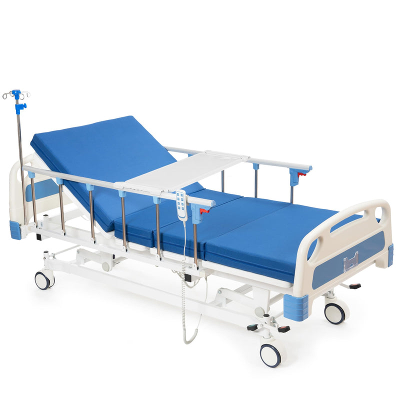 Real Relax Premium 3 Function Full Electric Hospital Bed (with Mattress & IV Pole), Premium Medical Hospital Beds, with Locking Casters, Motor.