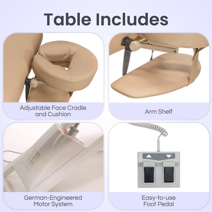 Spa Luxe - Electric Massage, Spa, and Treatment Table - Quiet German Motors, Adjustable Height and Foot Control, ADA Compliant Treatment Table for Esthetician, Massage Therapists and Spa Professionals