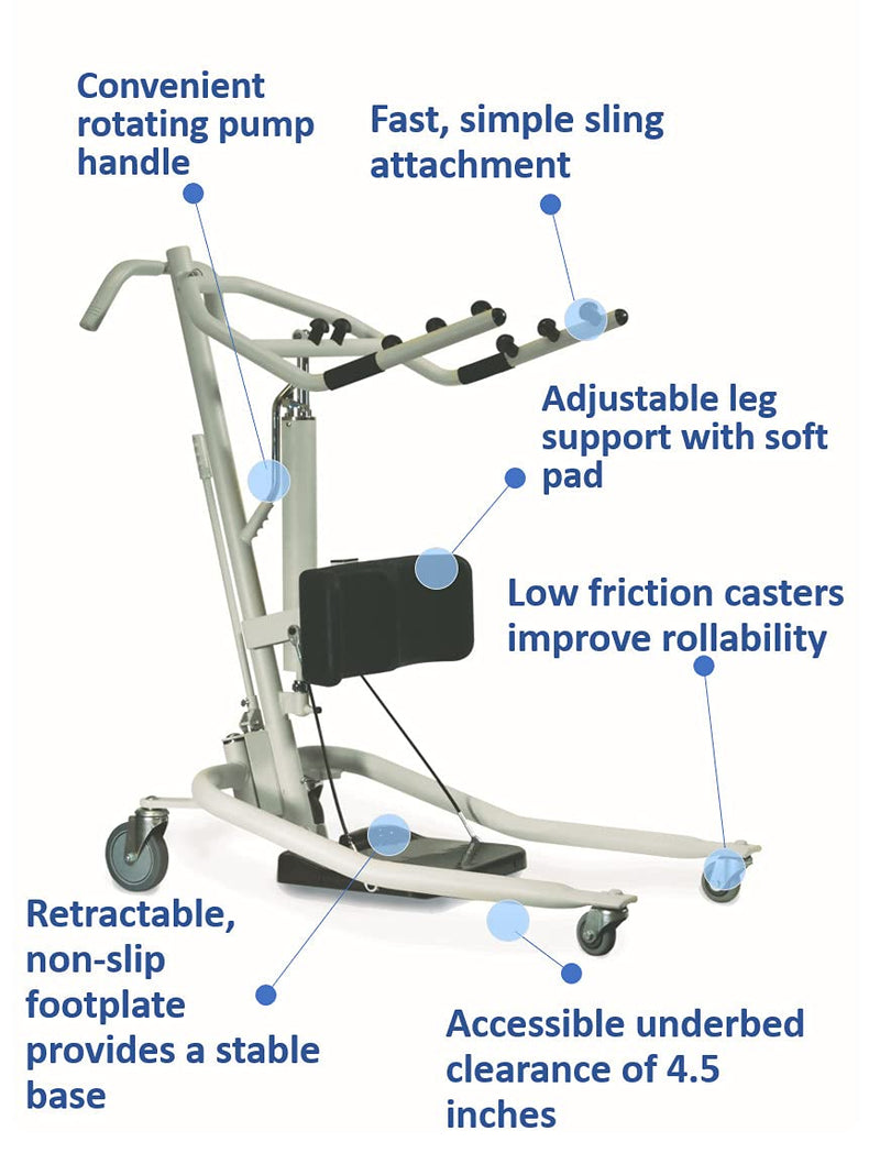 Invacare GHS350 Get-U-Up Hydraulic Sit to Stand Patient Lift, 350 lb. Weight Capacity