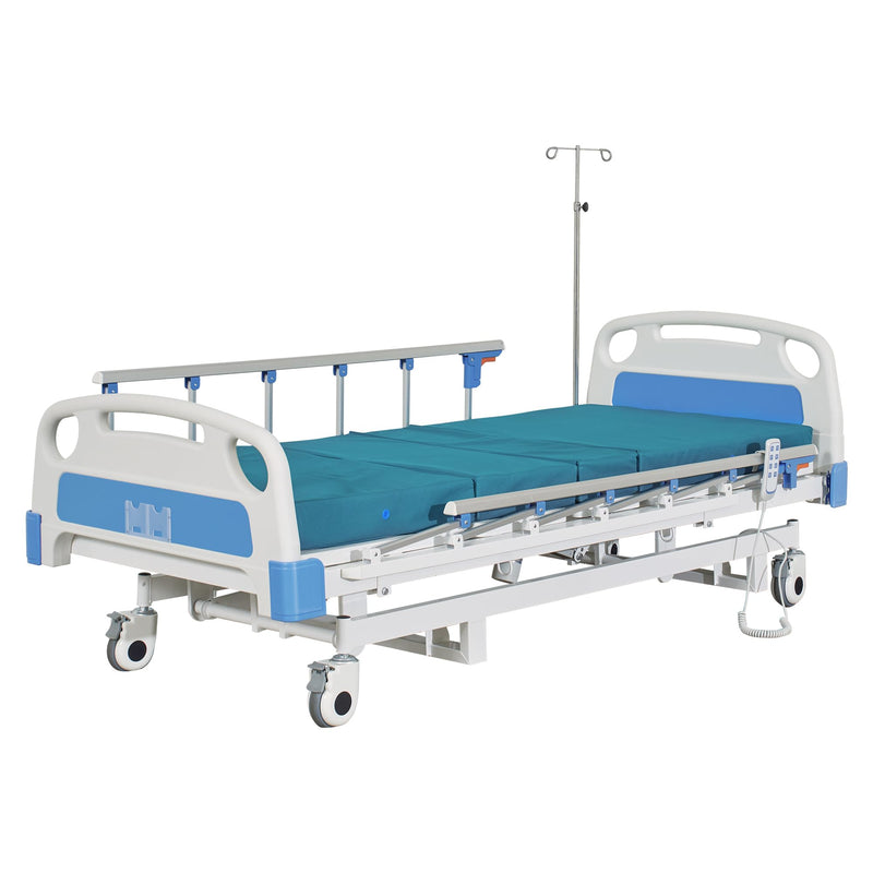 Real Relax Premium 3 Function Full Electric Hospital Bed (with Mattress & IV Pole), Premium Medical Hospital Beds, with Locking Casters, Motor.