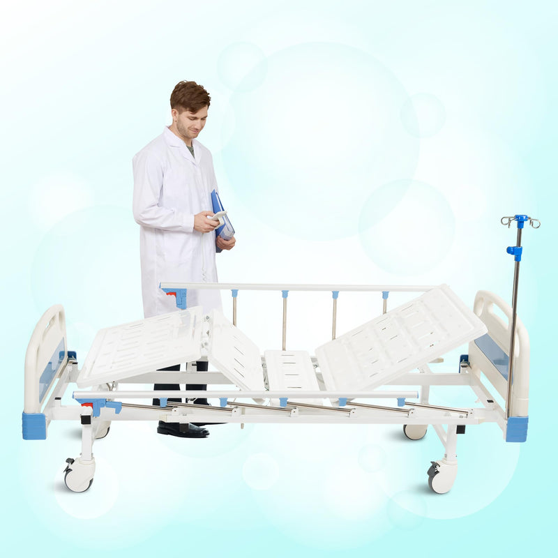 Real Relax Premium 3 Function Full Electric Hospital Bed (with Mattress & IV Pole), Premium Medical Hospital Beds, with Locking Casters, Motor.