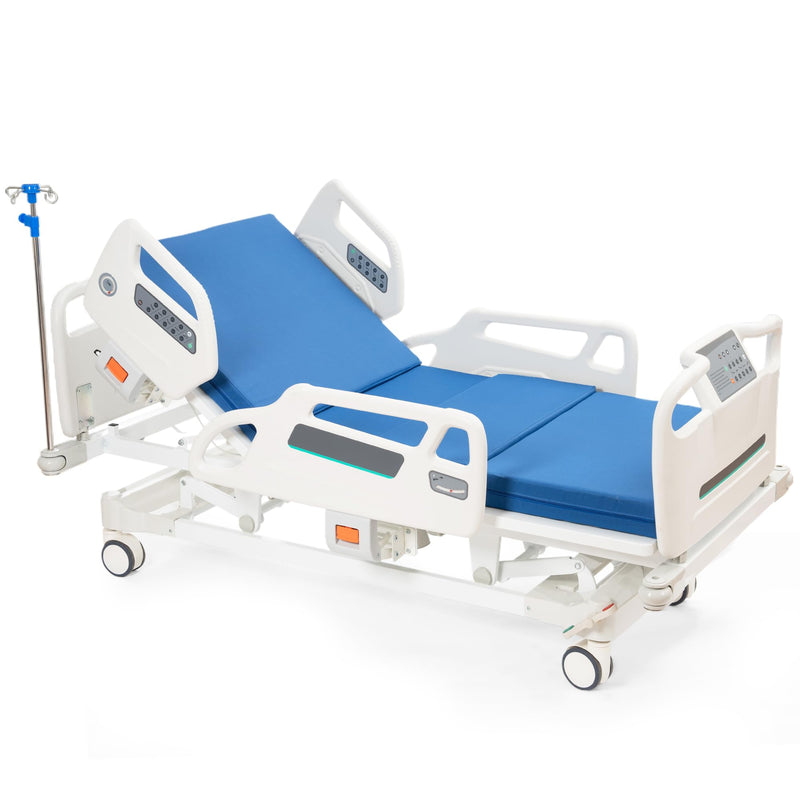 Real Relax Premium 3 Function Full Electric Hospital Bed (with Mattress & IV Pole), Premium Medical Hospital Beds, with Locking Casters, Motor.