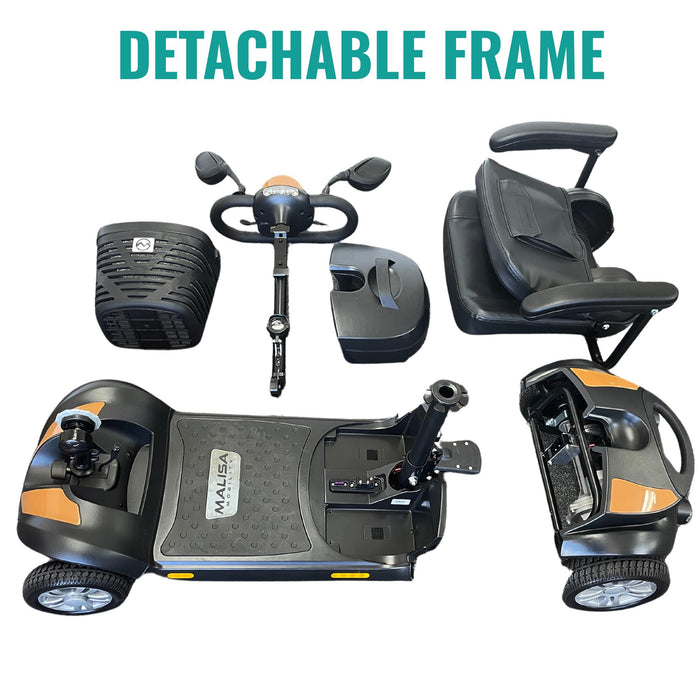 MALISA Mobility Scooters for Adults, Powered Mobility Scooter for Seniors with Seat, Long Range Mobility Scooter, 330 lbs Weight Capacity, 4 Wheel Power Motorized Scooter (Gold, 30 Miles)