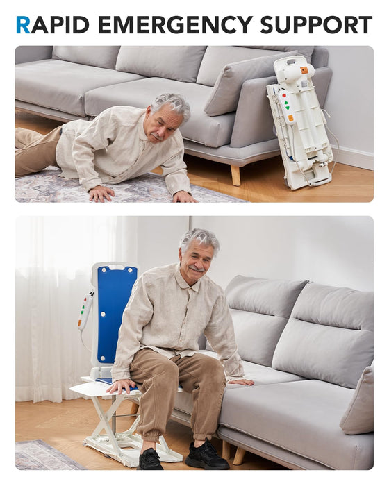 HUANUO 2-in-1 Electric Chair Lift for Elderly – Floor Lift & IP68 Waterproof Bath Lift for Tub, Foldable, 308 lbs Capacity, Remote Control, Height Adjustable 2.3"-18.9", for Fall Recovery & Home Care