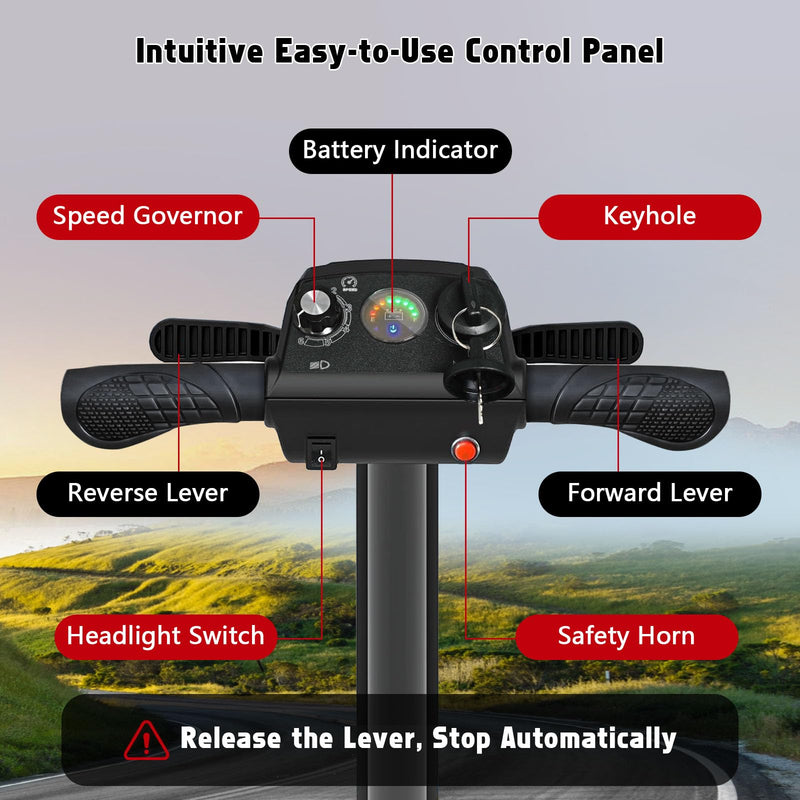 Hassky 4-Wheel Lightweight Folding Mobility Scooters for Seniors, 22-Mile Range Powered Mobility Scooter for Adults All Terrain Motorized Scooter for Travel with 2 Detachable Batteries & Charger