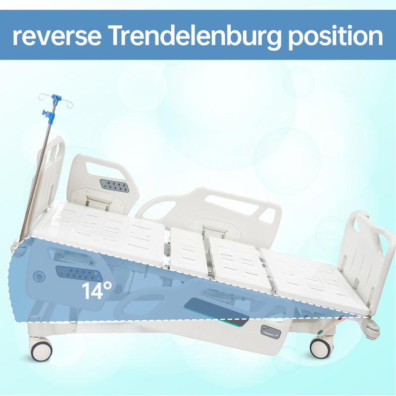 Real Relax Premium 3 Function Full Electric Hospital Bed (with Mattress & IV Pole), Premium Medical Hospital Beds, with Locking Casters, Motor.