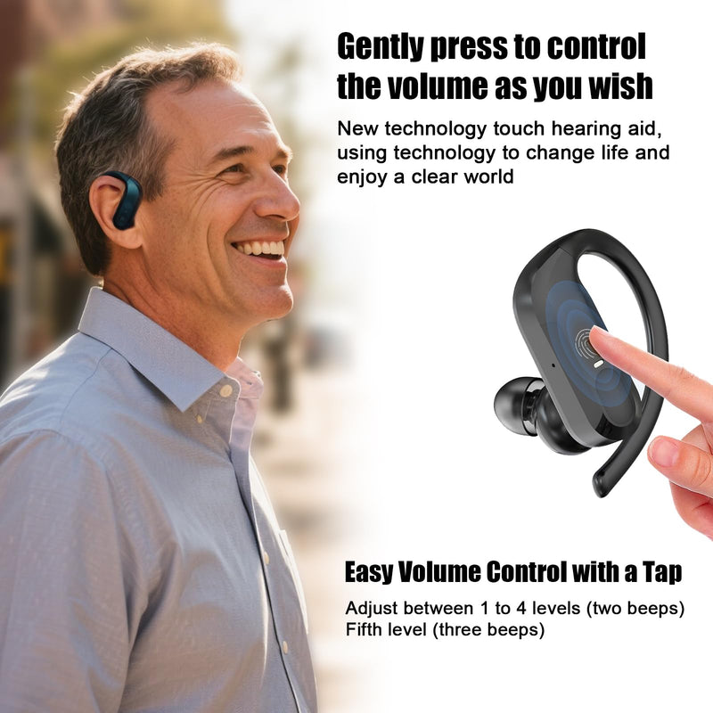 Awenan OTC Hearing Aids for Seniors with Touch Control, 16-Channel Hi-Fi Sound & Noise Cancelling for Crystal Clear, Comfort-Fit & Stable D-Shaped Open-Ear Hook Ideal for Sports and Long-Time Wear