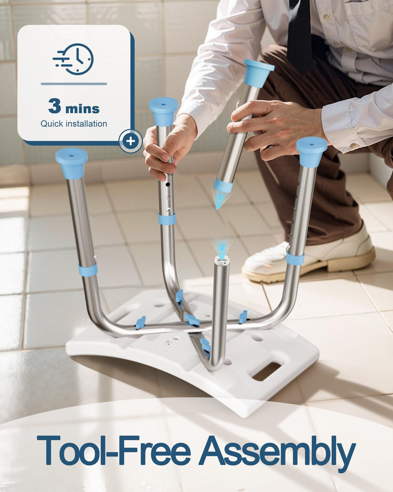 HOMLAND Shower Chair for Inside Shower, 400 lbs Adjustable Shower Stool with Suction Feet, Shower Seat for Inside Tub Bathroom Bench Bath Chair for Elderly and Disabled