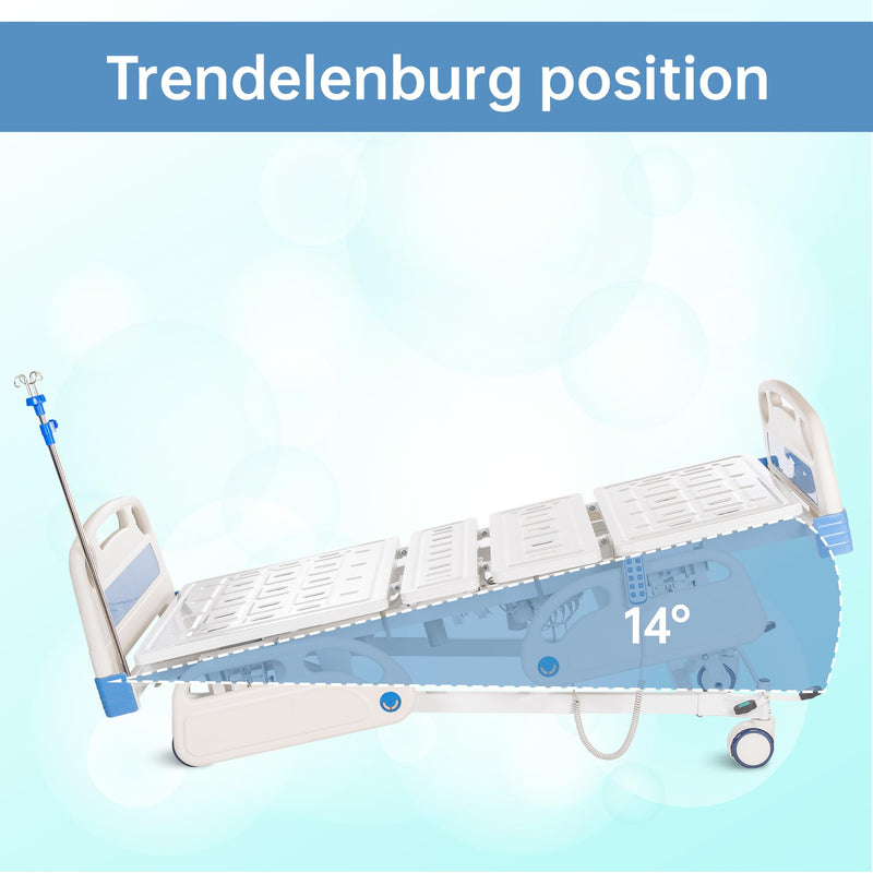 Real Relax Premium 3 Function Full Electric Hospital Bed (with Mattress & IV Pole), Premium Medical Hospital Beds, with Locking Casters, Motor.