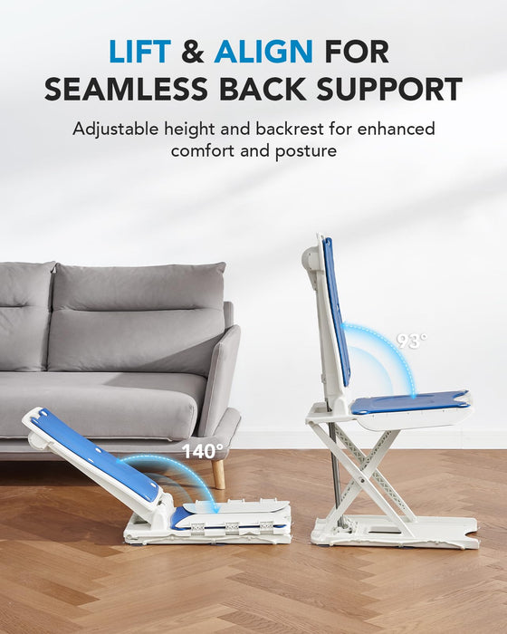 HUANUO 2-in-1 Electric Chair Lift for Elderly – Floor Lift & IP68 Waterproof Bath Lift for Tub, Foldable, 308 lbs Capacity, Remote Control, Height Adjustable 2.3"-18.9", for Fall Recovery & Home Care