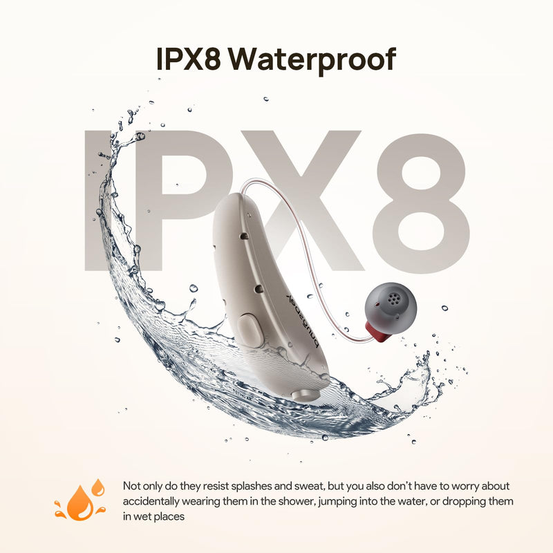 Yeasound OTC Hearing Aids for Seniors, RIC700 Plus Bluetooth Call Enabled for iOS, Wireless Rechargeable Hearing Aid, Noise Reduction & App Control, Prescription-Grade Sound, Nearly Invisible (Gold)