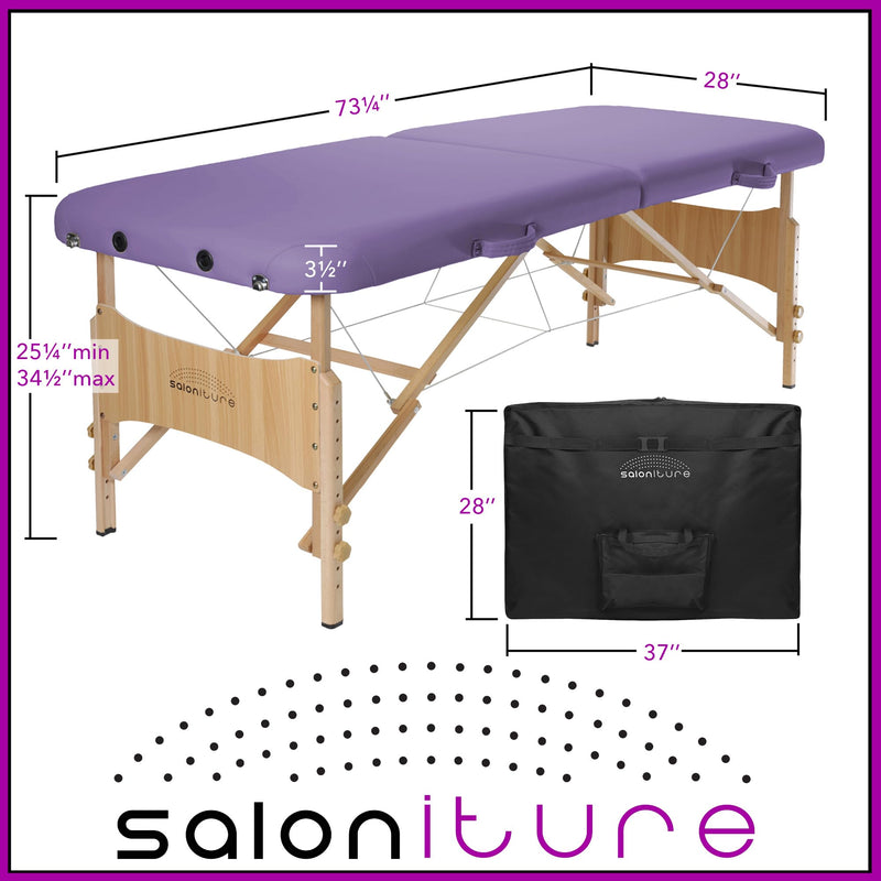 Saloniture Basic Portable Folding Massage Table - Lavender
