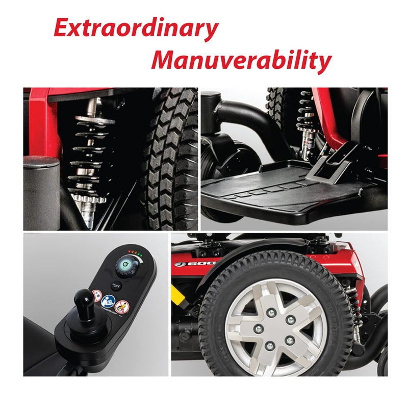 Pride Mobility Jazzy 600 ES Group 2 Power Chair, Nylon, Red, Mid Wheel Drive Power Chair for Adults, 300 lbs. WC, Up to 4 MPH, 24.8 Miles Range Per Charge