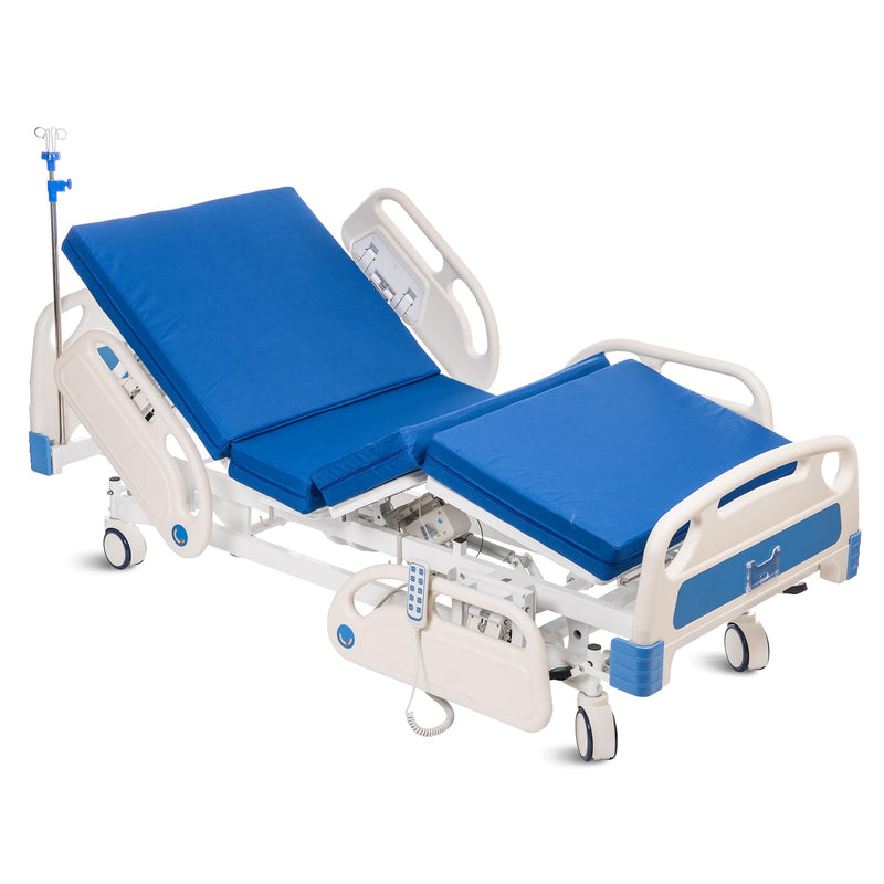 Real Relax Premium 3 Function Full Electric Hospital Bed (with Mattress & IV Pole), Premium Medical Hospital Beds, with Locking Casters, Motor.
