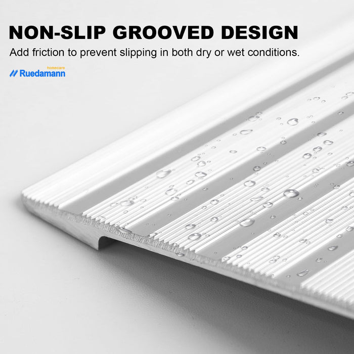 Ruedamann 2" Rise Bridge Threshold Ramp, 34" Wide Modular Aluminum Entry Ramp, Adjustable Wheelchair Ramp, 800Lbs Capacity, Transition Door Ramps for Sliding Door, Patio Door, Scooters, Power Chairs