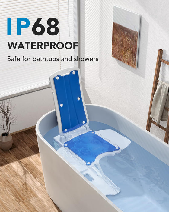 HUANUO 2-in-1 Electric Chair Lift for Elderly – Floor Lift & IP68 Waterproof Bath Lift for Tub, Foldable, 308 lbs Capacity, Remote Control, Height Adjustable 2.3"-18.9", for Fall Recovery & Home Care