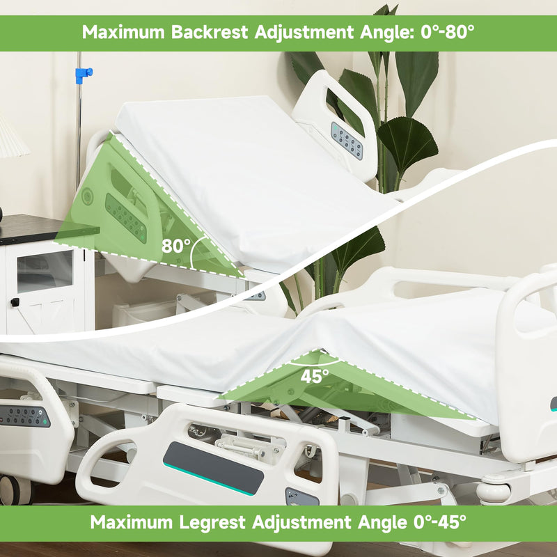Real Relax Premium 3 Function Full Electric Hospital Bed (with Mattress & IV Pole), Premium Medical Hospital Beds, with Locking Casters, Motor.