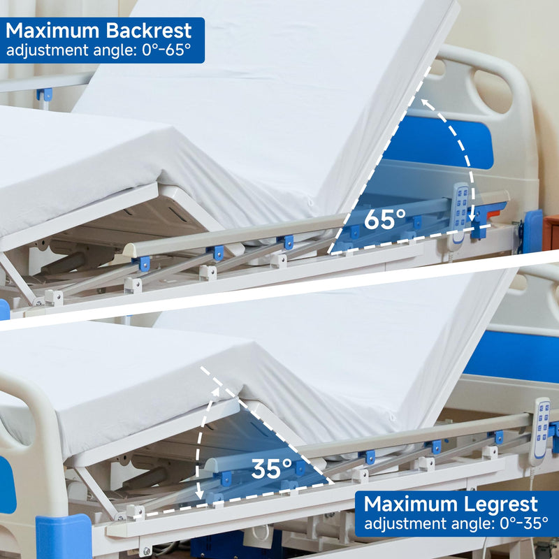 Real Relax Premium 3 Function Full Electric Hospital Bed (with Mattress & IV Pole), Premium Medical Hospital Beds, with Locking Casters, Motor.