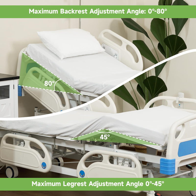 Real Relax Premium 3 Function Full Electric Hospital Bed (with Mattress & IV Pole), Premium Medical Hospital Beds, with Locking Casters, Motor.
