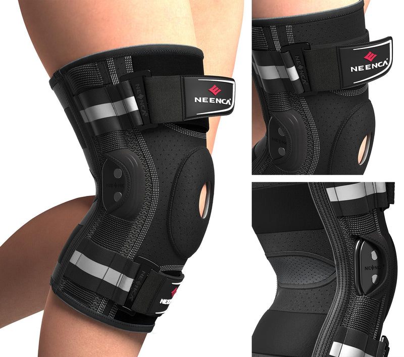 NEENCA Professional Knee Brace for Knee Pain, Hinged Knee Support with Removable Dual Side Stabilizers, Strong Stability for Joint Pain Relief, Arthritis, Meniscus Tear, ACL, PCL, MCL, Runner, Workout