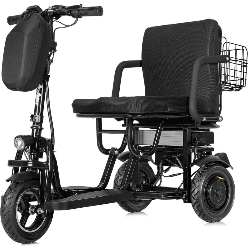 MotoTec Folding Mobility Electric Trike 48v 700w Dual Motor Lithium Black, 42x22x33 Inch, MT-FOLD-TRK-700