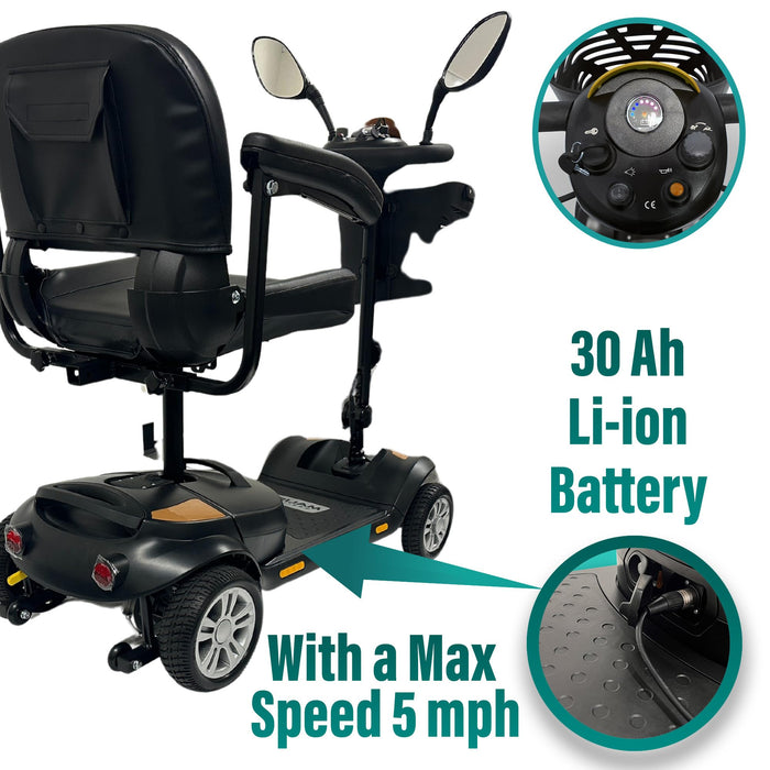 MALISA Mobility Scooters for Adults, Powered Mobility Scooter for Seniors with Seat, Long Range Mobility Scooter, 330 lbs Weight Capacity, 4 Wheel Power Motorized Scooter (Gold, 30 Miles)
