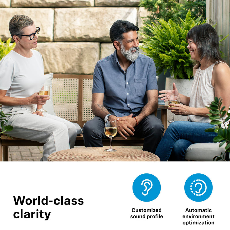 Sennheiser All-Day Clear Bluetooth Hearing Aids - OTC Hearing Aids with Bluetooth - Self-Fitting, Programmable Sound - FDA Cleared - Light Grey