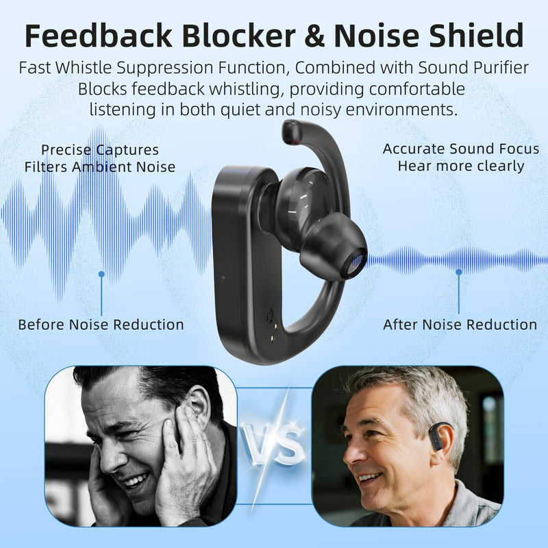 Awenan OTC Hearing Aids for Seniors with Touch Control, 16-Channel Hi-Fi Sound & Noise Cancelling for Crystal Clear, Comfort-Fit & Stable D-Shaped Open-Ear Hook Ideal for Sports and Long-Time Wear