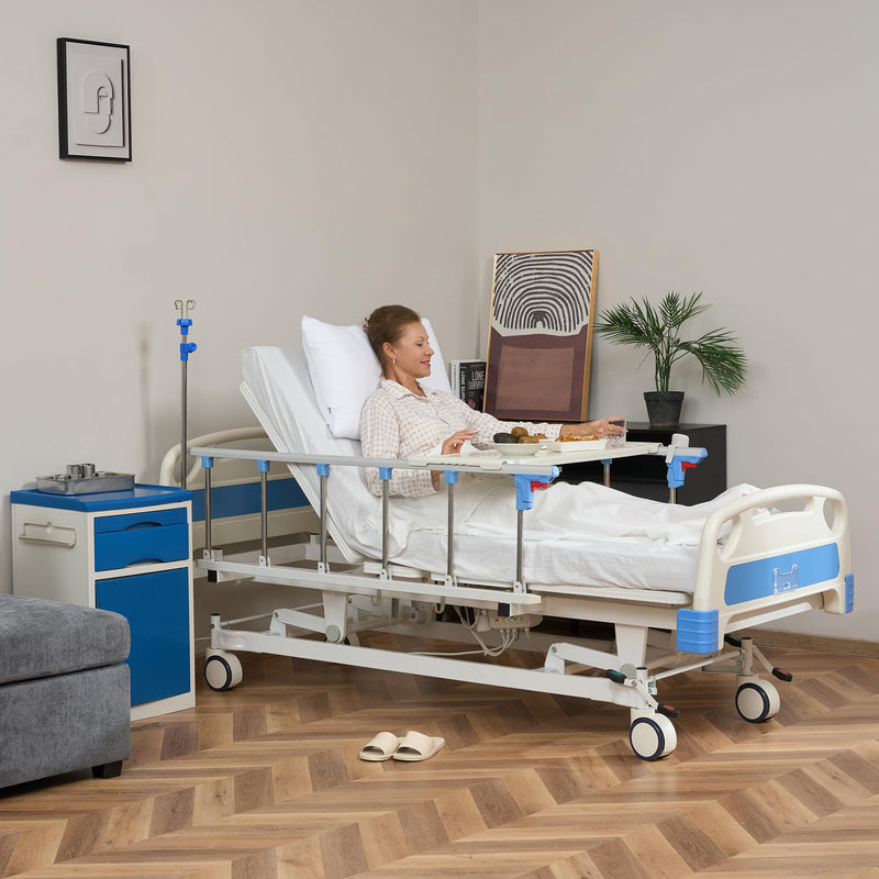 Real Relax Premium 3 Function Full Electric Hospital Bed (with Mattress & IV Pole), Premium Medical Hospital Beds, with Locking Casters, Motor.
