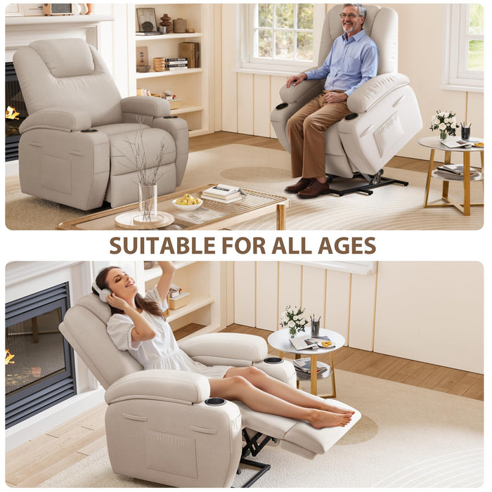 Flamaker Power Lift Recliner Chair with Massage Ergonomic Recliner Chair for Elderly People, Single Sofa with Cup Holders, Side Pockets